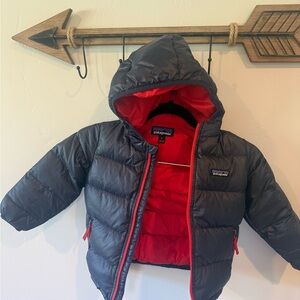 Patagonia Hi-Loft Down Black Jacket with Red Lining